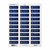 Marine Bar Mitswa Zilver Glitters Modern Adres Etiket (Full Sheet)