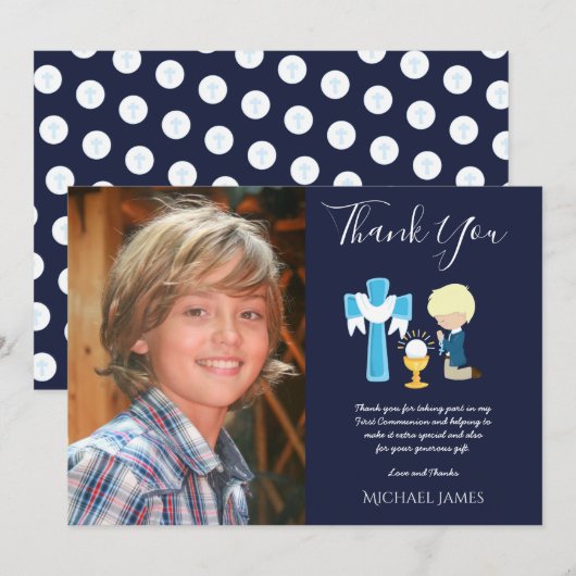 MARINE BEDANKT FOTO 1e Communie - BLOND JONGEN (Voorkant / Achterkant)
