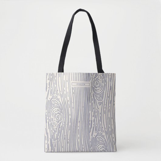 Marine beige houtnerf abstract patroon tote bag (Voorkant)