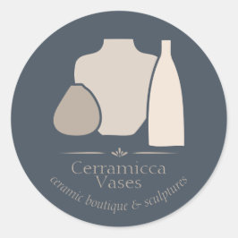 Marine Beige Kunst Porselein Aardewerk Vaas Kerami Ronde Sticker