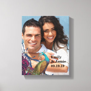 Marine & Bessie Bessie Elegante Damast Pauw Huweli Canvas Afdruk