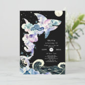 Marine bewerkbare eenvoudige haai verjaardag kaart (Staand voorkant)