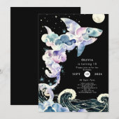 Marine bewerkbare eenvoudige haai verjaardag kaart (Voorkant / Achterkant)