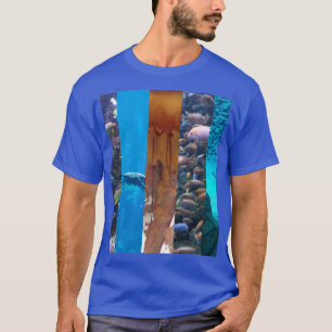 MARINE BIOLOGY COLLAGE op Blauw T-shirt