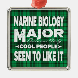 Marine Biology College Major Green Plaid Metalen Ornament