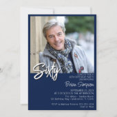 Marine Blauw 60e Verjaardag Foto Kaart (Voorkant)