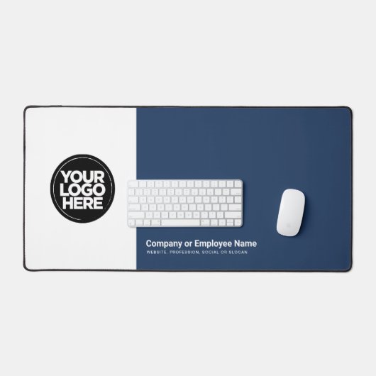 Marine Blauw | Aangepaste zakelijke Logo naam, slo Bureaumat (Keyboard & Muis)