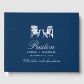 Marine Blauw Adirondack Stoelen Bruiloft Gastenboek (Voorkant)