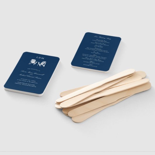 Marine Blauw Adirondack Stoelen Bruiloft Handwaaier (Niet-gemonteerd)