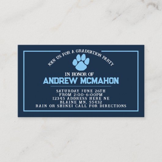 Marine & Blauw Afstuderen Mini Inzetstuk / Vriend Visitekaartje (Voorkant)