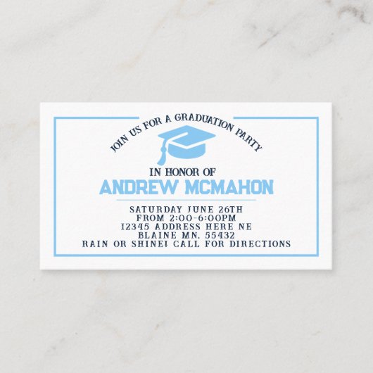 Marine & Blauw Afstuderen Mini Inzetstuk / Vriend  Visitekaartje (Voorkant)