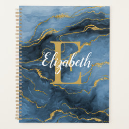 Marine Blauw Agaat Geode Monogram Planner