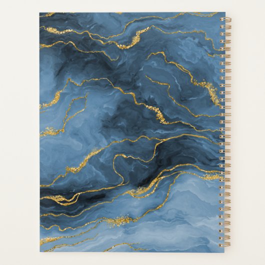 Marine Blauw Agaat Geode Monogram Planner (Achterkant)