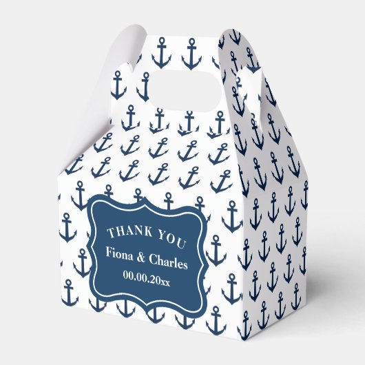 Marine blauw anker aangepaste nautische bruiloft p bedankdoosjes (Achterkant)