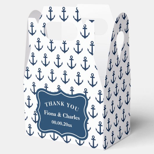 Marine blauw anker aangepaste nautische bruiloft p bedankdoosjes (Geopend)