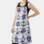 Marine Blauw Anker Boat Wiel Gestreept Nautisch Schort (Insitu)