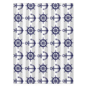 Marine Blauw Anker Boot Wiel Grijs Gestreept Nauti Tafelkleed (Voorkant)
