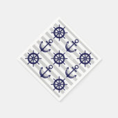 Marine Blauw Anker Bootwiel Gestreept Nautisch Pap Servet (Hoek)