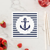 Marine Blauw Anker Gestreepte Trouwservetten Servet (Insitu)