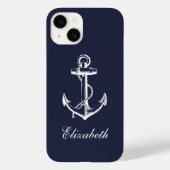 Marine Blauw Anker Monogram Case-Mate iPhone Case (Achterkant)
