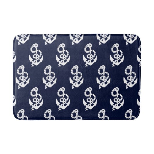 Marine Blauw Anker Nautisch patroon Mat (Voorkant)