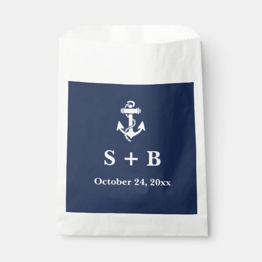 Marine Blauw Anker Nautisch Strand Oceaan Bruiloft Bedankzakje (Voorkant)