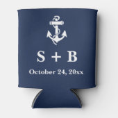 Marine Blauw Anker Nautisch Strand Oceaan Bruiloft Blikjeskoeler (Voorkant)