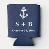 Marine Blauw Anker Nautisch Strand Oceaan Bruiloft Blikjeskoeler (Achterkant)