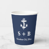 Marine Blauw Anker Nautisch Strand Oceaan Bruiloft Papieren Bekers (Voorkant)