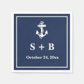 Marine Blauw Anker Nautisch Strand Oceaan Bruiloft Servet (Voorkant)