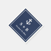 Marine Blauw Anker Nautisch Strand Oceaan Bruiloft Servet (Hoek)