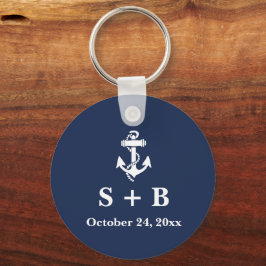 Marine Blauw Anker Nautisch Strand Oceaan Bruiloft Sleutelhanger