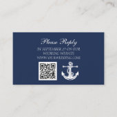 Marine Blauw Anker Nautisch Strand QR Code Bruilof Informatiekaartje (Voorkant)