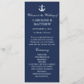 Marine Blauw Anker Nautische Elegante Moderne Huwe Programmakaart (Voorkant)