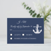 Marine Blauw Anker Nautische Elegante Zomer RSVP (Staand voorkant)