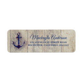 Marine Blauw Anker Rustiek Driftwood Nautisch Etiket