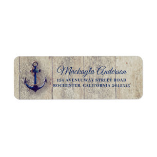 Marine Blauw Anker Rustiek Driftwood Nautisch Etiket