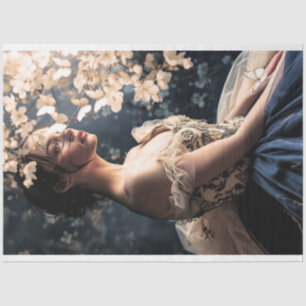 Marine Blauw & Beige, Ballerina Beauty & Floral Tissuepapier