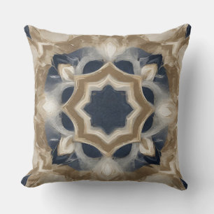 Marine Blauw Beige Boerderij Print Kussen