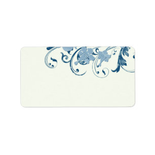 Marine Blauw Bloemen Bruiloft Blank Adresetiketten Etiket
