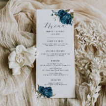 Marine Blauw Bloemen Bruiloft Diner