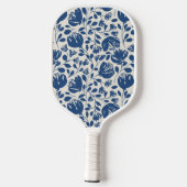 Marine Blauw Bloemen Monogram, Custom Modern Desig Pickleball Paddle (Achterkant)
