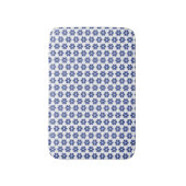 Marine Blauw Bloemen Mozaïek Badmat (Voorkant Verticaal)
