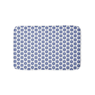 Marine Blauw Bloemen Mozaïek Badmat