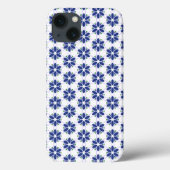 Marine Blauw Bloemen Mozaïek Case-Mate iPhone Case (Achterkant)