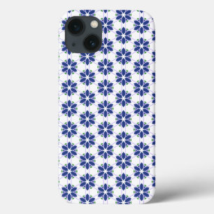 Marine Blauw Bloemen Mozaïek Case-Mate iPhone Case