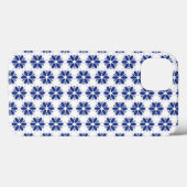 Marine Blauw Bloemen Mozaïek Case-Mate iPhone Case (Achterkant (horizontaal))