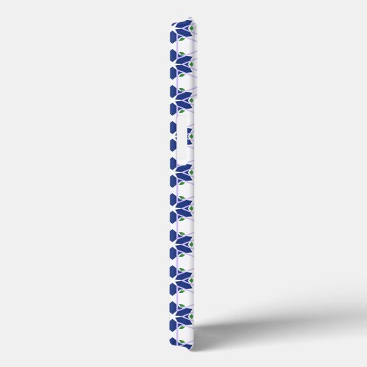Marine Blauw Bloemen Mozaïek Case-Mate iPhone Case (Achterkant / Rechts)