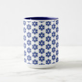 Marine Blauw Bloemen Mozaïek Mok (Midden)