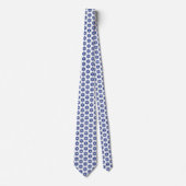 Marine Blauw Bloemen Mozaïek Stropdas (Voorkant)